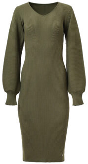 Smashed Lemon Dameslurex gebreide midi jurk | Bruin/groen - XXL