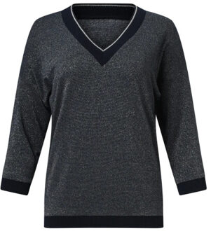 Smashed Lemon Damesmet lurex losvallende top | Blauw - M