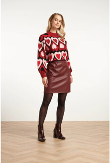 Smashed Lemon Damespu getailleerde rok | Bordeaux - XL