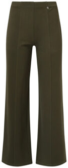 Smashed Lemon Damesstretch charcoal broek met wijde pijpen | Bruin/groen - XXL