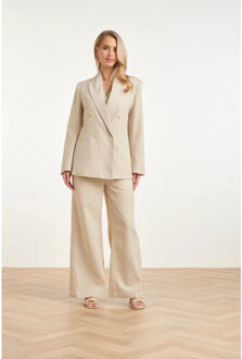 Smashed Lemon Double-breasted blazer met subtiele glitter | Beige - XS