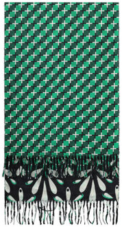 Smashed Lemon Dubbelzijdige grafische geprint sjaal in groen en zwart | - One size