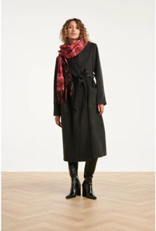 Smashed Lemon Dubbelzijdige lippenprint sjaal in zwart en rood | - One size