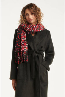 Smashed Lemon Dubbelzijdige retro kers geprint sjaal in zwart en rood | - One size