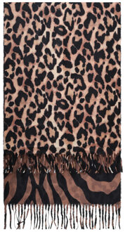 Smashed Lemon Dubbelzijdige sjaal met dierenprint in bruin en zwart | - One size