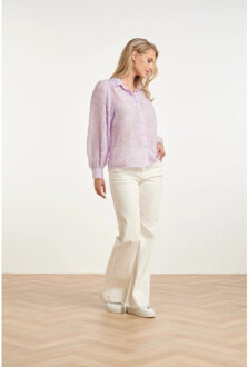 Smashed Lemon Elegante doorschijnende blouse met reliëf print | Lila - XS