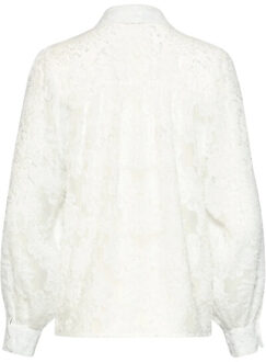 Smashed Lemon Elegante doorschijnende blouse met reliëf print | Wit - XXXL