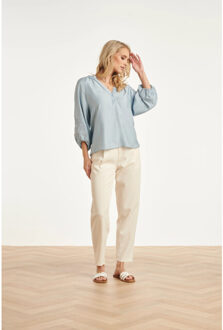 Smashed Lemon Elegante pantalon met plooi en hoge taille | Ecru - XL