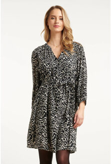 Smashed Lemon Elegante zwart en wit abstracte jurk | - XL