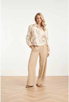 Smashed Lemon Feestelijke jas met glitterende lovertjes print | Beige - XXXL