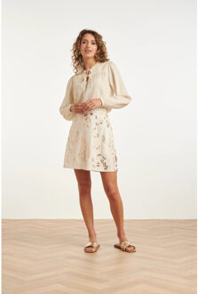Smashed Lemon Feestelijke mini-rok met glitterende lovertjes print | Beige