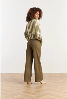 Smashed Lemon Gebreide damestop met hoge col pofmouwen | - maat XXXL Bruin/groen