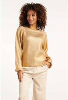 Smashed Lemon Gebreide gelakt damestop | - maat XXXL Goud