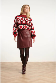 Smashed Lemon Gebreide haartjes knit top in rood en bordeaux | - 4XL