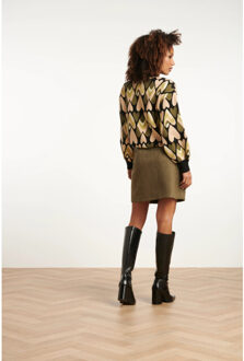 Smashed Lemon Gebreide haartjes knit top in zwart en army |