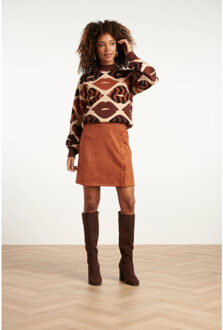 Smashed Lemon Gebreide trui met lippenprint in bruin en cognac | - XS