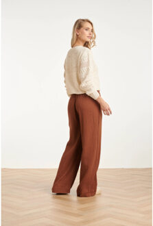 Smashed Lemon Gebreide trui met reliëfpatroon en ronde hals | Ecru - S