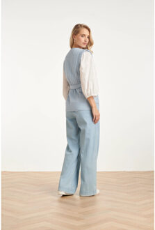 Smashed Lemon Gevoerde bodywarmer met strikceintuur | Indigoblauw - XS