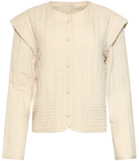 Smashed Lemon Gevoerde jasje met structuur en knoopsluiting | Beige - XXXL