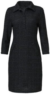 Smashed Lemon Geweven ruittextuur getailleerde jurk | Blauw - S