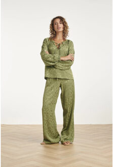 Smashed Lemon Glinsterende top met strikdetail in olijfgroen | Bruin/groen - XS