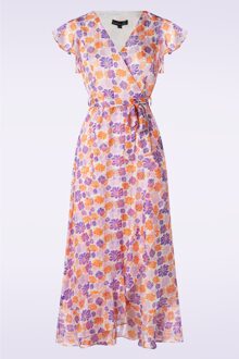 Smashed Lemon Isla Flower maxi jurk in wit en lila Multicolour