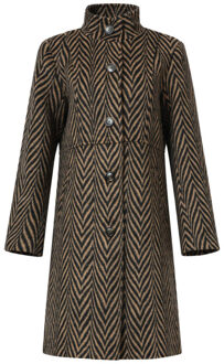 Smashed Lemon Jas met visgraatprint in zwart en camel | - S