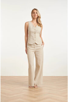 Smashed Lemon Klassiek gilet met glitterdetail | Beige - 4XL