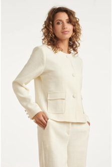 Smashed Lemon Klassieke tweed-style blazer | Ecru