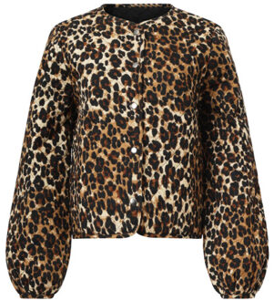 Smashed Lemon Kort zwart en bruin cheetah print damesjack | - maat XS