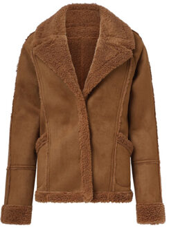 Smashed Lemon Korte lammy jas met reverskraag | - maat XXXL Klaproos