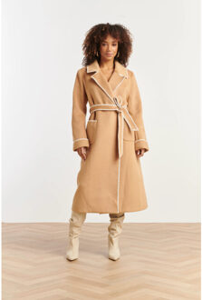 Smashed Lemon Lange jas met contraststiksel | Camel - XL