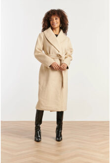 Smashed Lemon Lange uni jas met ceintuur | Beige - XS
