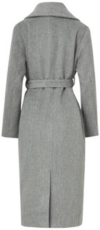 Smashed Lemon Lange uni jas met ceintuur | Grijs