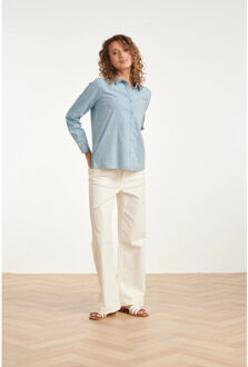 Smashed Lemon Lichtblauwe blouse met geborduurde sterren en hartjes | Veelkleurig - XS