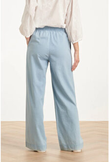 Smashed Lemon Lichtblauwe wide leg broek met koordsluiting | Indigoblauw - XL