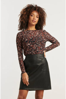 Smashed Lemon Mesh top met cheetahprint in bruin en zwart | - XXXL