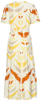 Smashed Lemon Midi v hals jurk met oranje aztec print | Wit - S