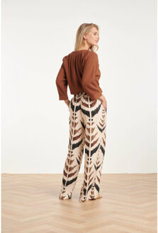 Smashed Lemon Mousseline top met v-hals | Bruin - XL