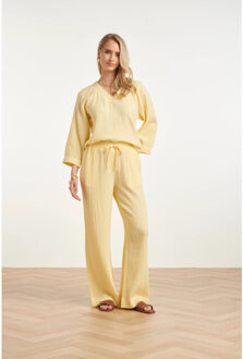 Smashed Lemon Mousseline top met v-hals | Geel - S