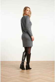 Smashed Lemon Navy en witte geometrische jurk | Zwart - XXL