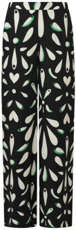 Smashed Lemon Ornament geprint broek in zwart off white en groen details | - XS