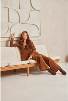 Smashed Lemon Retro chic bruine flared broek | - XS