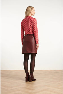 Smashed Lemon Stretchstof lippenprint top in rood en roze | - M