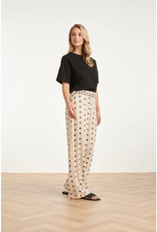 Smashed Lemon Wide leg broek met aztec print in crème en zwart | Wit - XS