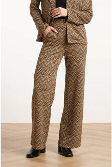 Smashed Lemon Zand en gouden broek met zigzagprint | Beige - S