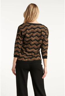 Smashed Lemon Zig-zag top met zwart en goud lurex | - maat XL