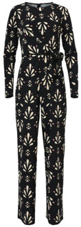 Smashed Lemon Zwart en wit ornamentaal print jumpsuit in travelkwaliteit | - M