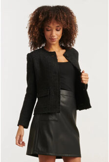 Smashed Lemon Zwart tweed jasje | - XXXL