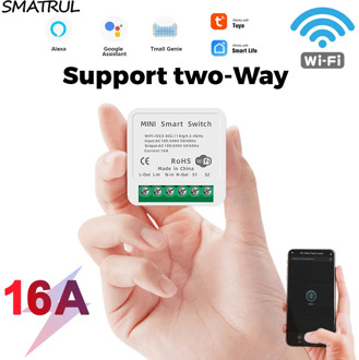 SMATRUL 16A 10A MINI Tuya WiFi Switch Led Light Smart Life push Module Supports 2 Way APP Voice Relay Timer Google Home Alexa